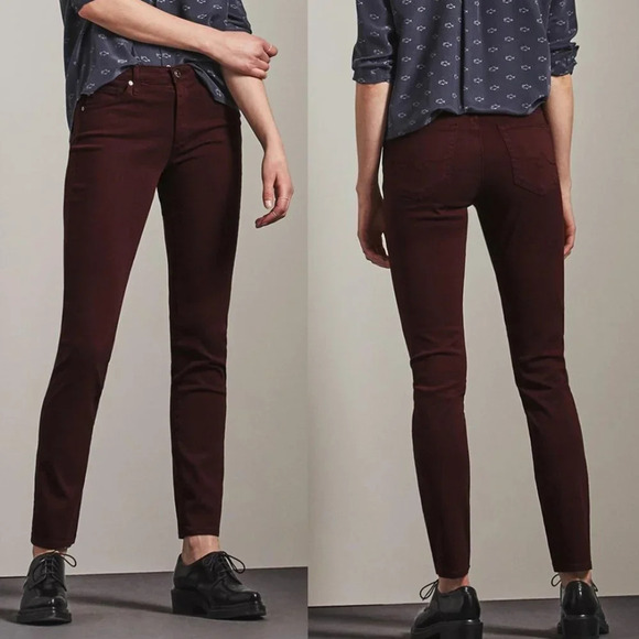 AG Adrianno Goldschmied Deep Currant The Prima Cigarette Leg Pants Size 25R - Picture 1 of 7